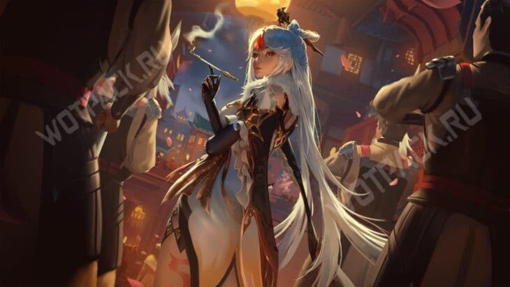 Нин Гуан идет по вечерней гавани Ли Юэ