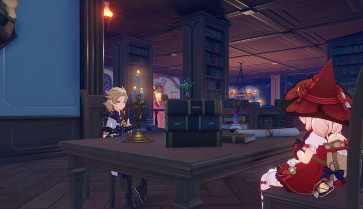 Альбедо и Кли в библиотеке Ордо Фавониус