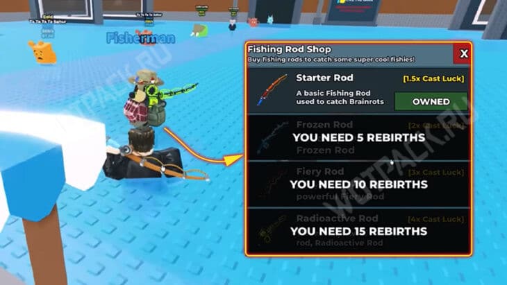 Ассортимент магазина у продавца удочек