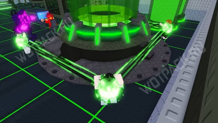 Четыре игрока стоят вокруг ритуальной колбы