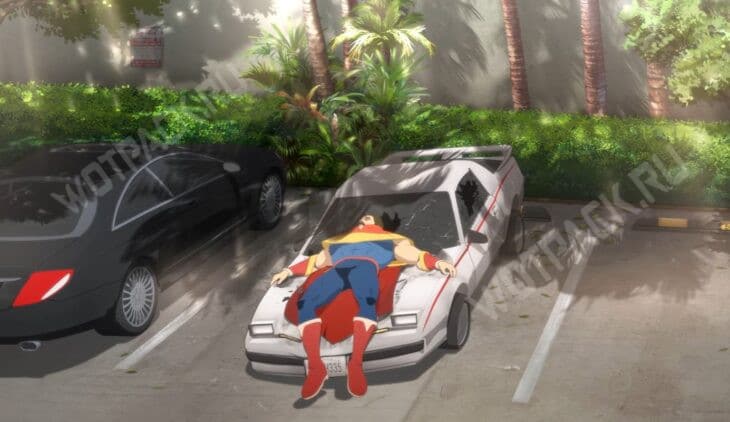 Депрессивный Феномачо на крыше машины