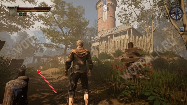 Дорога мимо красной башни