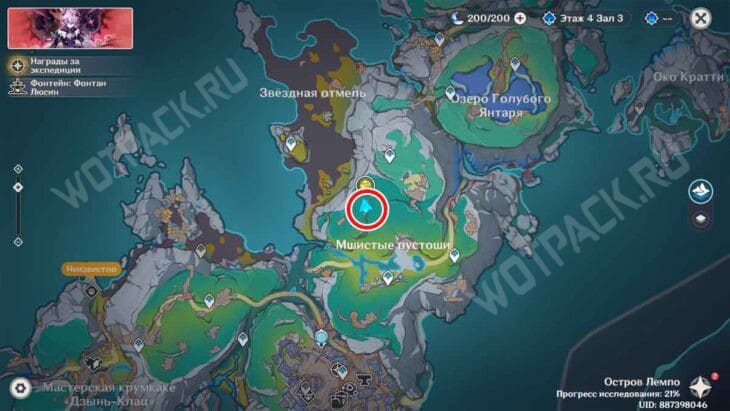 Локация с барьером в Пустошах на карте