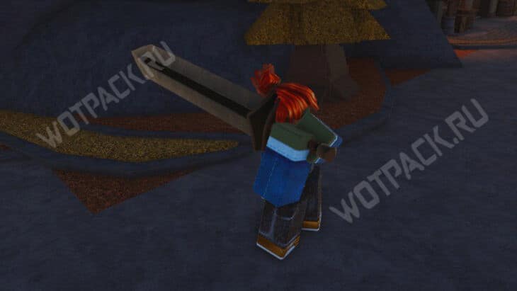 Игрок держит колоссальный меч