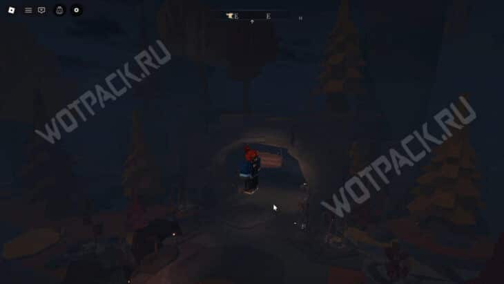 Игрок летит в Разрушенную пещеру