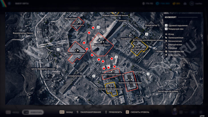Входы в туннели под космопортом на карте