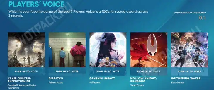 Игры, вошедшие в список номинантов голосования «Players’ Voice» на TGA 2025