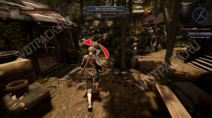 Путь к навесу с сеном и вязанкой дров