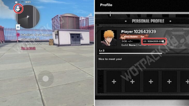 Расположение UID в игровом меню