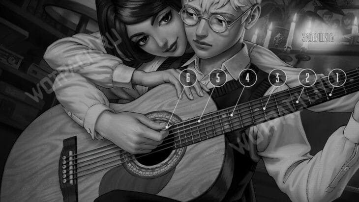 Выбор струны на гитаре у Полины