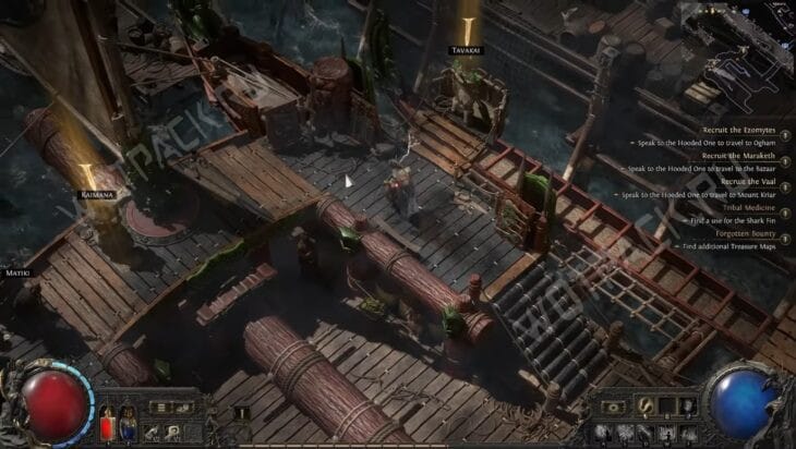 Каймана на корабле Каруи