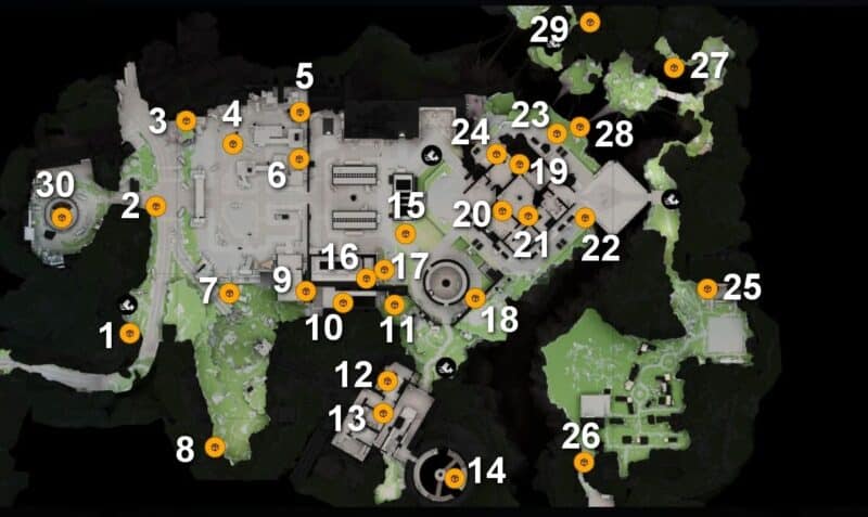 Расположение сфер на карте Центра исследования ориджиниума