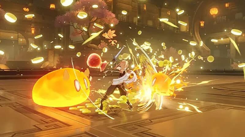 Путешественник бьёт слайма