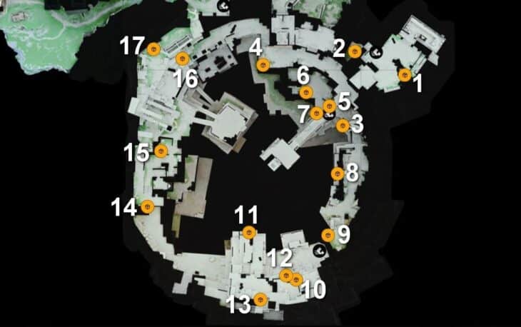 Расположение сфер на карте Карьера Эберрей