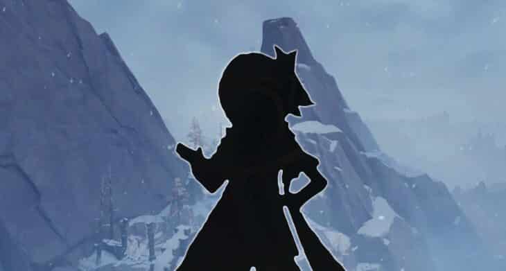 Силуэт Снегурочки в снежных горах