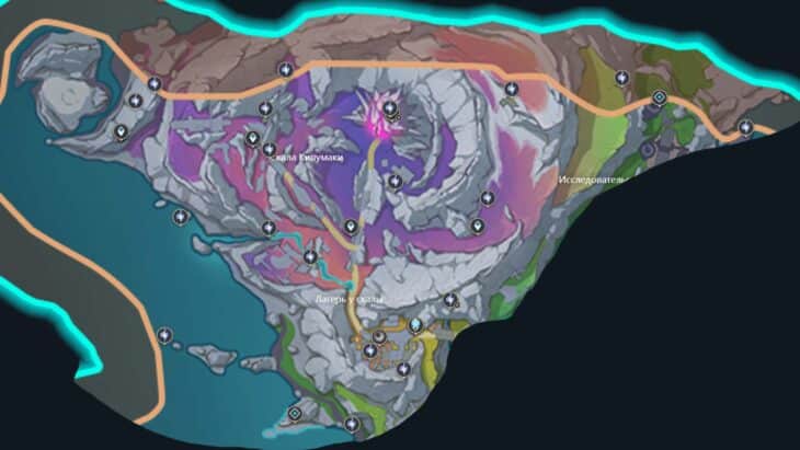 Расположение всех окулусов на карте Пепельной скалы