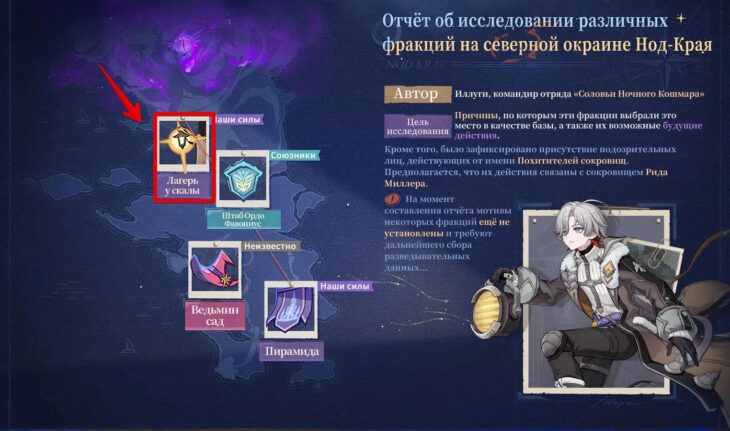 Расположение лагеря на схематичной карте