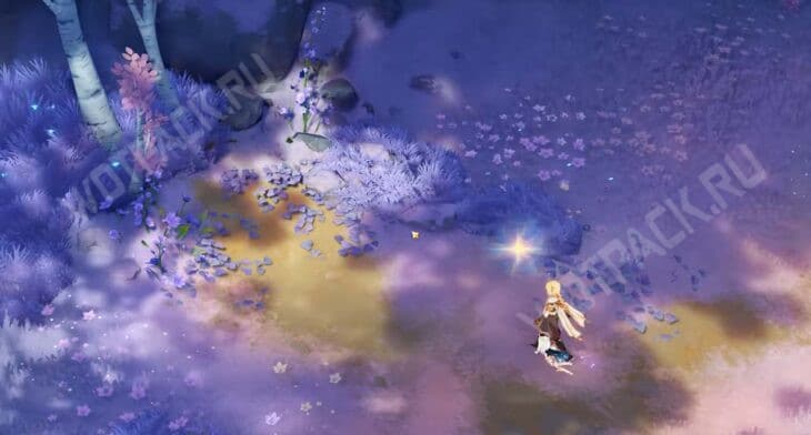 Путешественник и Паймон в Ведьмином саду