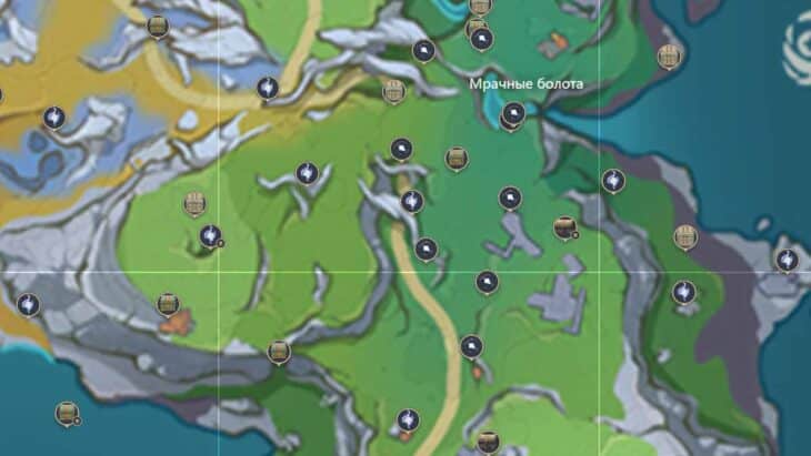 Все сундуки на локации Мрачных болот и загадки
