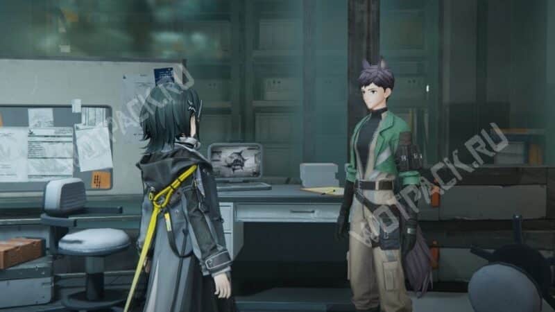 Эндмин разговаривает с Харпером в лаборатории