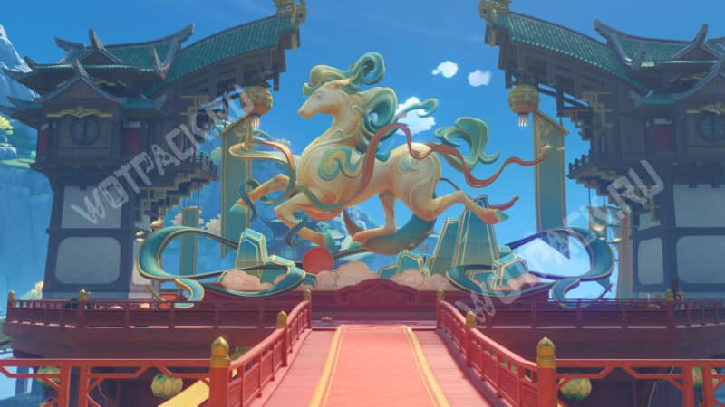 Статуя лошади в гавани Ли Юэ