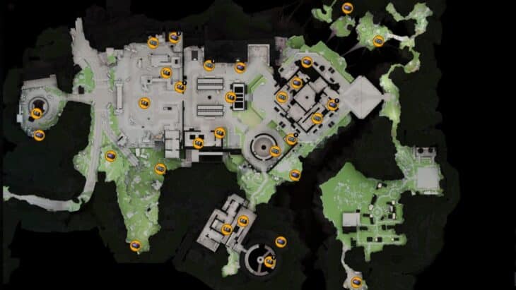 Расположение ящиков на карте Центра исследования Ориджиния