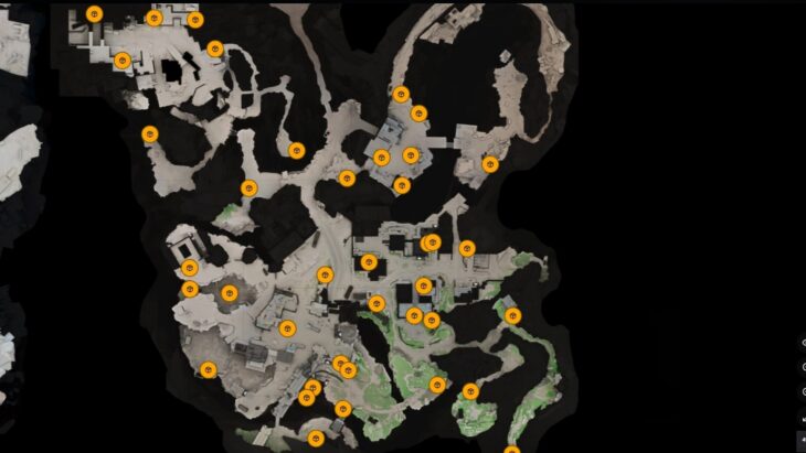 Расположение сфер на карте Первого месторождения