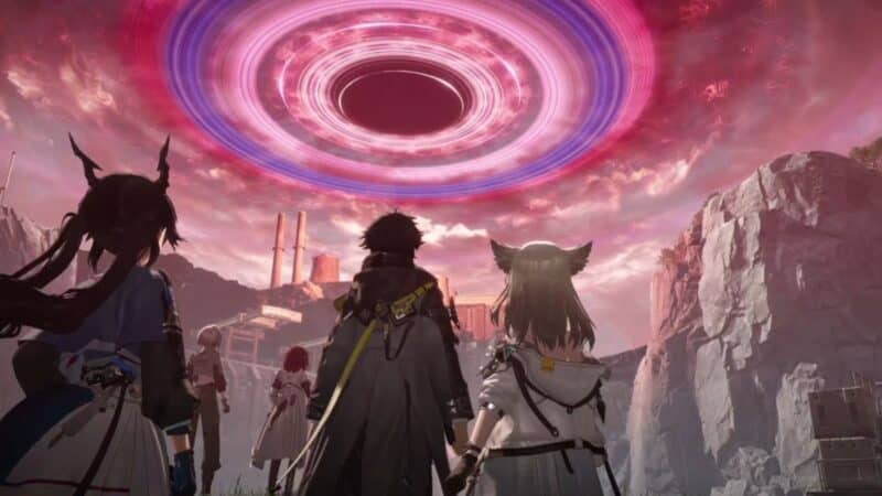 Группа смотрит на Эфирный разлом в Долине IV