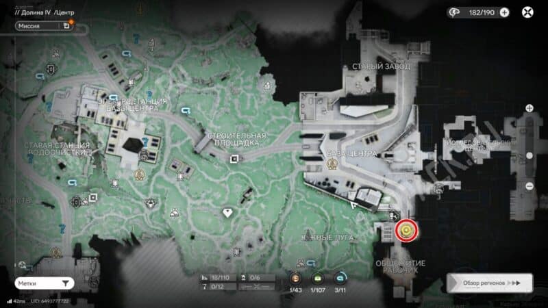 Расположение Морковки удачи у общежития рабочих