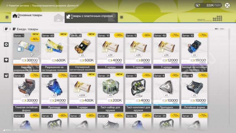 Вкладка с основными товарами