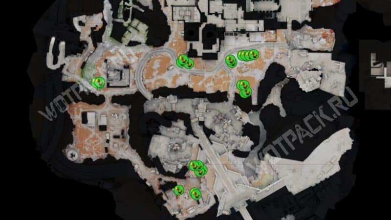 Карта с расположением песчанолиста на плато Энергии