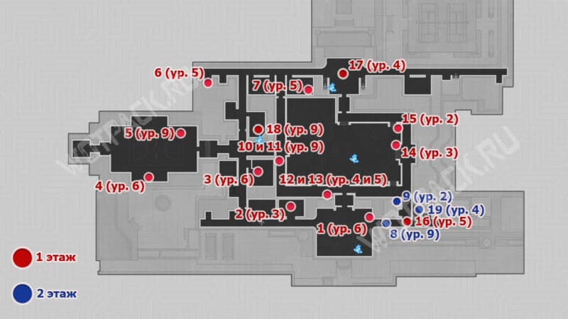 Расположение игроков на карте академии Графии