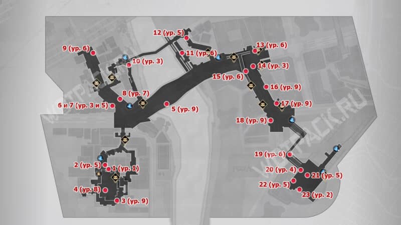Общая карта с расположением игроков в городе Плоском