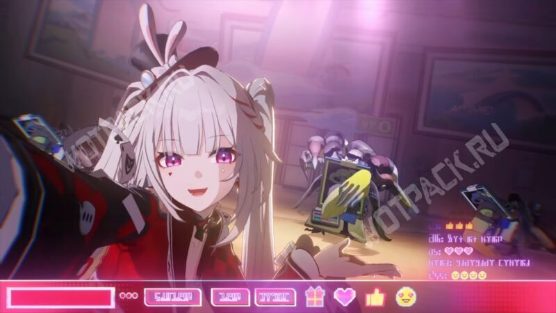 Стримерша из Двумернии показывает ладонью на монстра