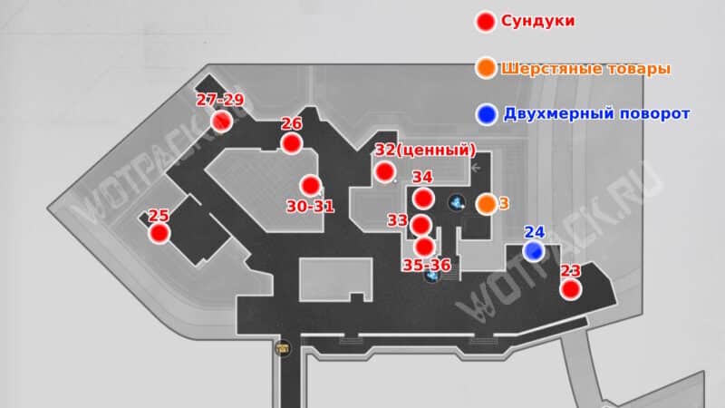 Карта сундуков северного берега Голубиного Ручья