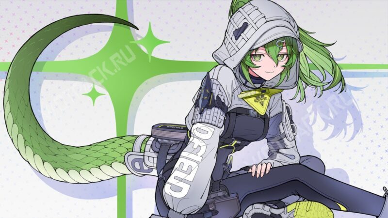 Флюорит сидит на фоне стены с зеленой звездой