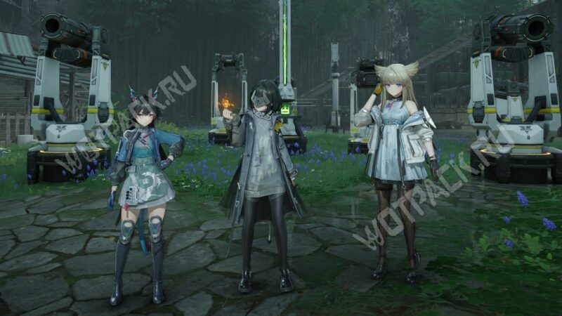 Чэнь, Эндмин и Перлика на фоне турелей в деревне Циньбо