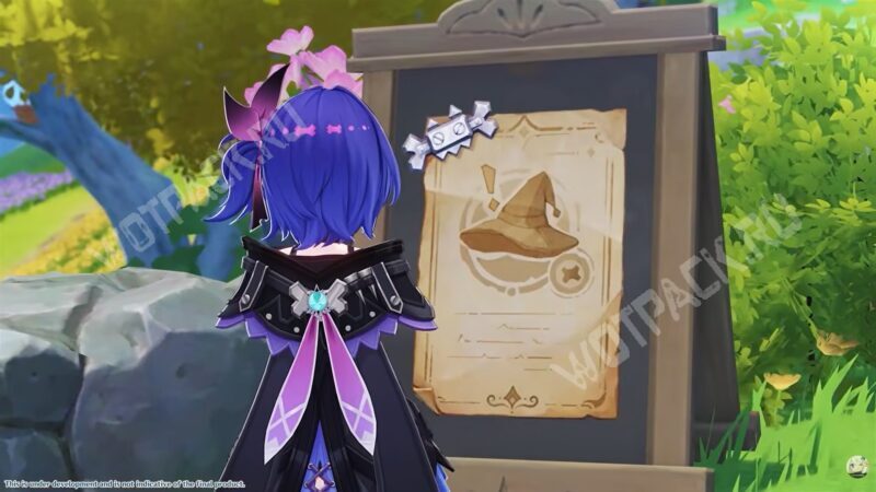 Девочка с синими волосами смотрит на картинку