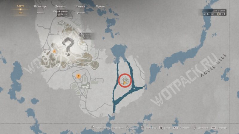 Расположение святилища на реке Нас на карте