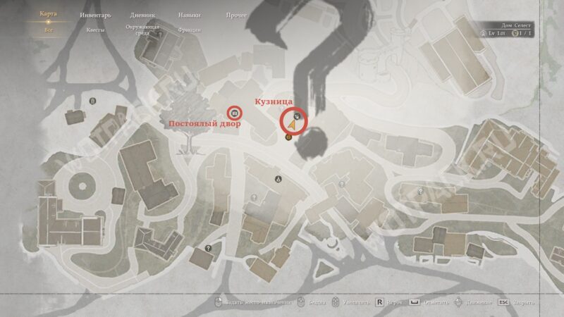 Расположение кузницы Эрнанда на карте Пайвела