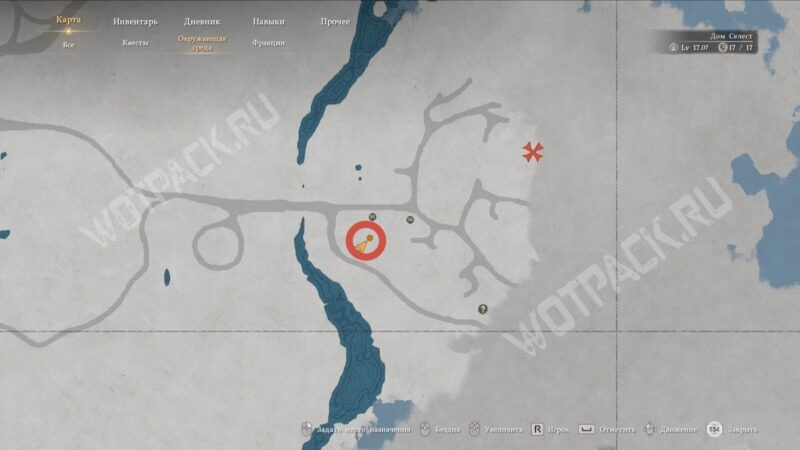 Расположение торговца формой на карте Пайвела