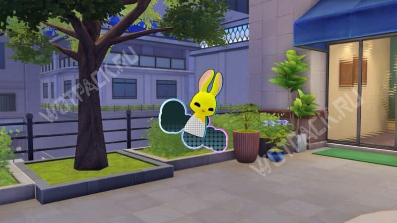 Желтый кролик на фоне зелени на Станции Облачного острова