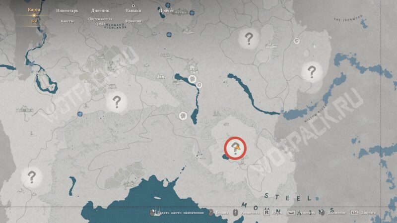 Расположение колокольчиков на карте Эрнанда