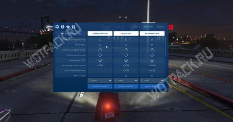 Награды за VIP в GTA 5 RP