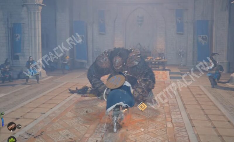 Битва с королем огров в тронном зале