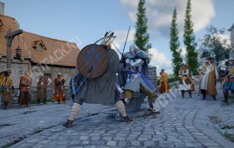 Клифф отражает атаку рыцаря в городе