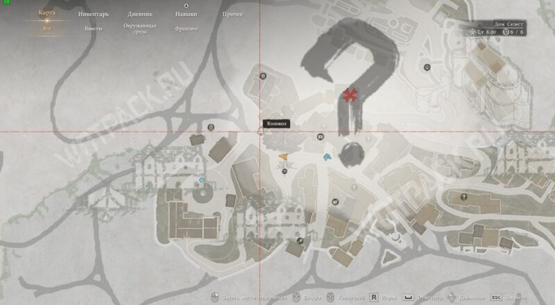 Расположение колокола на карте Эрнанда