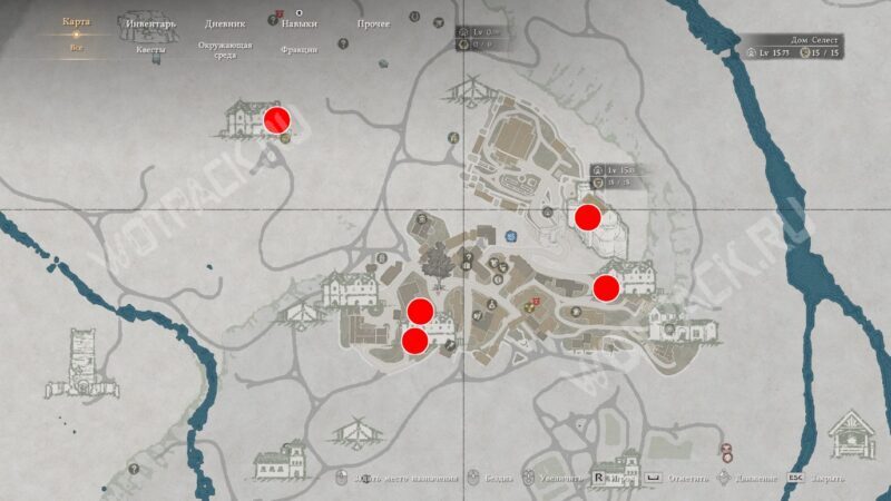 Карта с отмеченными сейфами в Эрнанде