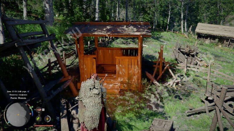 Строение с лестницей, ведущей в руины