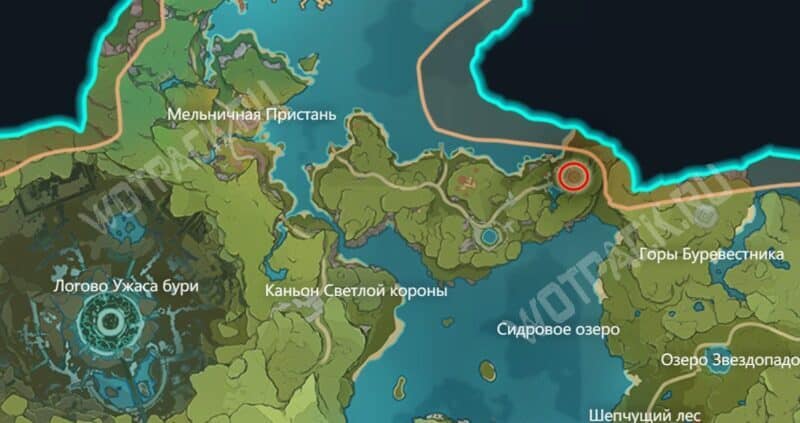 Чурльдрик на карте Мондштадта